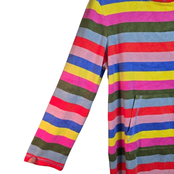 NWT Mini Boden Multi Color Stripe Hooded Terry Cloth Swim CoverUp Dress 13-14 - Picture 3 of 12